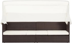 vidaXL barna polyrattan kerti kanapé napellenzővel