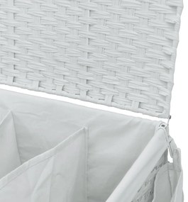 fehér rattan szennyeskosár kerekekkel 60x35x60,5 cm