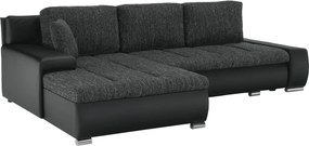 Sarokülőgarnitúra, fekete/fekete melír, TRAMP