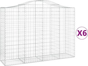 vidaXL 6 db íves horganyzott vas gabion kosár 200x50x140/160 cm