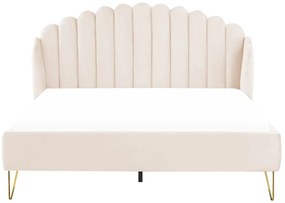 Franciaágy 180 cm Alise (bézs bársony) (ágyráccsal). 1077502