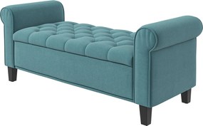 HOMCOM Párnázott Pad, Ágy Pad, Ülőpad Fátyol Hatással, Előszoba Pad Tárolóval a Hálószobához, 120 kg-ig Terhelhető, Zöld, 126 x 48.5 x 47 cm | Aosom