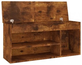 füstölt tölgy színű cipőtároló pad párnával 104 x 30 x 49 cm