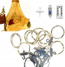 Karácsonyi Led függöny 3x3m 300 Usb lámpák Távirányító Akasztók Meleg fehér