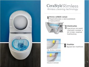 CeraStyle CITY fali WC - MATT SZÜRKE - rimless - perem nélküli - rejtett szerelésű