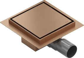 Mexen Flat-Q M13 négyzet alakú padlólefolyó 15 x 15 cm, szálcsiszolt réz - 1C10015
