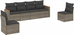 vidaXL 6 részes szürke polyrattan kerti ülőgarnitúra párnákkal