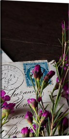 Vászonkép Levelek Lila Virágok Vintage 60x120