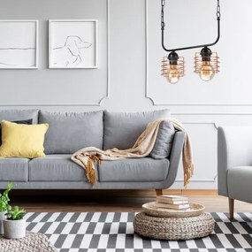 Csillár láncon MORGAN 2xE27/60W/230V fekete/réz