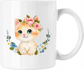 Virágos Macskás Bögre Akvarell Fehér 330ml