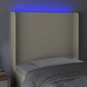 krémszínű műbőr LED-es fejtámla 83x16x118/128 cm