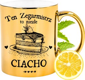 Arany csillogó bögre az órásmesternek ajándék fényképes nyomtatással