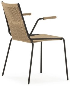 Bézs fém karfás-rakásolható étkezőszék szett 2 db-os Emily – Marckeric