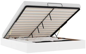 Ottomán ágykeret matrac nélkül fehér 180x200 cm műbőr