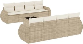 vidaXL 9 részes bézs polyrattan kerti ülőgarnitúra párnákkal