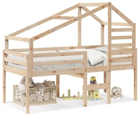 tömör fenyőfa magasított ágy tetővel 90 x 200 cm