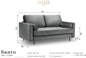 Santo zöld bársonykanapé, 174 cm - Milo Casa