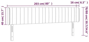 rózsaszín bársony LED-es fejtámla 203x16x78/88 cm