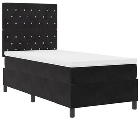 Ágykeret Matraccal és LED Fényekkel Fekete 100x200 cm Bársonyos