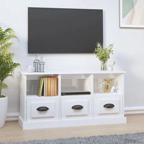 fehér magasfényű szerelt fa TV-szekrény 100x35x50 cm