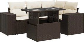 vidaXL 5 részes barna polyrattan kerti ülőgarnitúra párnával