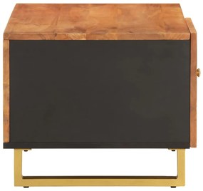 barna és fekete tömör mangófa dohányzóasztal 80 x 50 x 40 cm