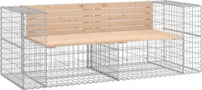 vidaXL tömör fenyőfa gabion kerti pad 184x71x65,5 cm