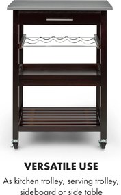 Klarstein Vermont, tálalókocsi, konyhai kocsi, 5 szintes, fa, rozsdamentes acél, mozgatható, mobil