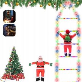 Karácsonyi Led Dekoráció Mikulás Mászik A Létrán Világító 120cm