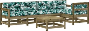 vidaXL 6 részes impregnált fenyőfa kerti ülőgarnitúra párnával