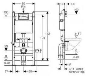 Akasztókészlet GEBERIT Duofix Basic + WC LENA Perem nélküli 48 x 36 cm + gomb + ülés, fehér, 3322XX00 + 39040100