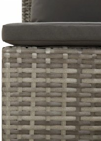 2 személyes szürke polyrattan kerti kanapé párnákkal