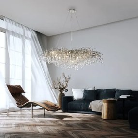 Paul Neuhaus 2031-55 - Csillár zsinóron ICICLE 15xG9/40W/230V 75x150 cm króm