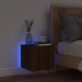 barna tölgyszínű fali TV-szekrény LED-del 30,5x35x30 cm