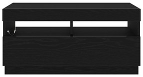 LED világításos TV szekrény - Fekete tölgy, 80x35x40 cm, Mérnöki fa