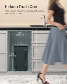 Beépíthető konyhai szemetes szelektív hulladékgyűjtéshez, 2 x 15 L dupla rekeszes, fekete