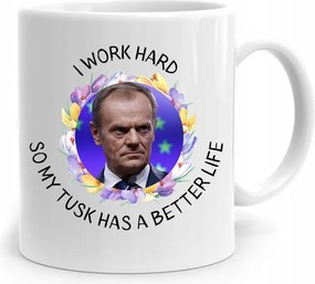 Donald Tusk Po Platform És Work Hard Bögre fényképes nyomtatással