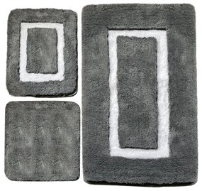 Fürdőszobaszőnyeg Szett (3 db) Quadrato Frame - Antracit