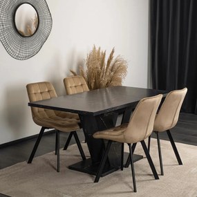 Fekete Márványhatású Bővíthető Étkezőasztal. CLARK 120-160 cm