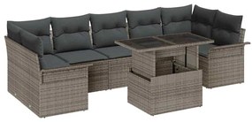 vidaXL Kerti Kanapé Szett párnával 8 pcs Szürke polirattan