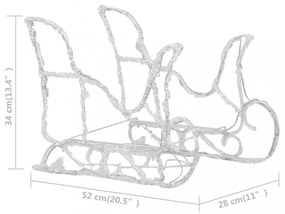 akril rénszarvasok és szán karácsonyi dísz 160 LED-del 130 cm