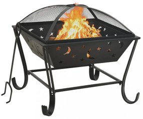 acél XXL méretű tűztál piszkavassal 62 cm