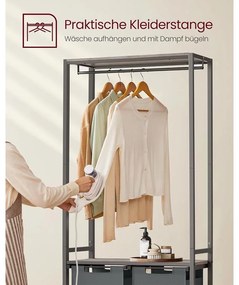 Szennyeskosár ruhatartóval, kihúzható szennyestartó, szürke