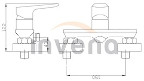 Invena Dokos, falra szerelheto zuhanycsaptelep, fekete-króm, INV-BN-19-004-V