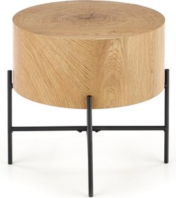 Liviano kerek dohányzóasztal 45 cm fém lábakkal - natúr tölgy / fekete