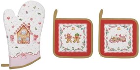 Edényalátét 2db 20x20cm+edényfogó kesztyű 20x30cm,100% pamut,Sweet Christmas