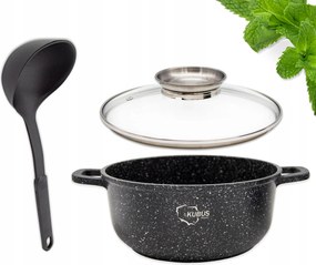 Márvány Fazék 28cm Fedéllel Indukciós Gáz Nagy Tapadásmentes