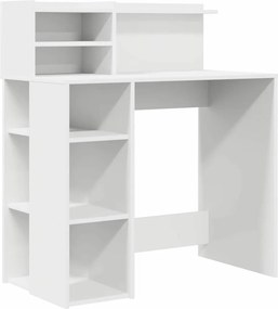 vidaXL Asztal polcokkal tárolóval Fehér 90 x 48 x 101,5 cm Faanyag