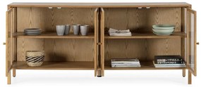 Natúr színű tálalószekrény tölgyfa dekorral 180x80x40 cm Ceci – MOME