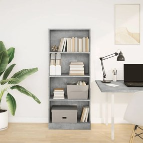 betonszürke szerelt fa könyvespolc 60 x 24 x 143 cm